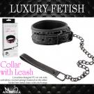 APHRODISIA-SM皮革鐵鍊頸環(黑)/85