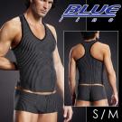 美國Blue Line-競技猛男V領挖背背心-條紋款 S/M...