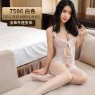 挑逗性慾-超性感蕾絲連身網襪貓裝-白(下部開檔) .