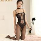 柔情愛意-性感曲線比基尼顯瘦連身絲襪貓裝(下部開檔) .