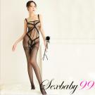 步步深線-性感交叉綑綁吊帶連身貓裝