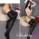 誘惑情人-假拼接下部開檔絲襪 褲襪-黑色 .