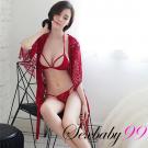 危險誘惑-性感掛脖蕾絲三件組情趣內衣套裝