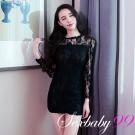 勾人妖精-性感透視蕾絲緊身包臀旗袍