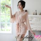 魅惑挑逗-性感誘惑透視睡裙外罩衫-膚色