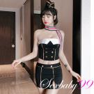 旅途豔遇-俏麗平口上衣包臀短裙空姐角色服