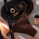 歐美風細帶環扣低腰性感內褲-深棕色M