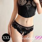 永不失聯的愛 大尺碼性感蕾絲開襠內褲-黑色XXL