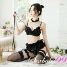 牽心萬苦 女僕情趣內衣四件組-黑色